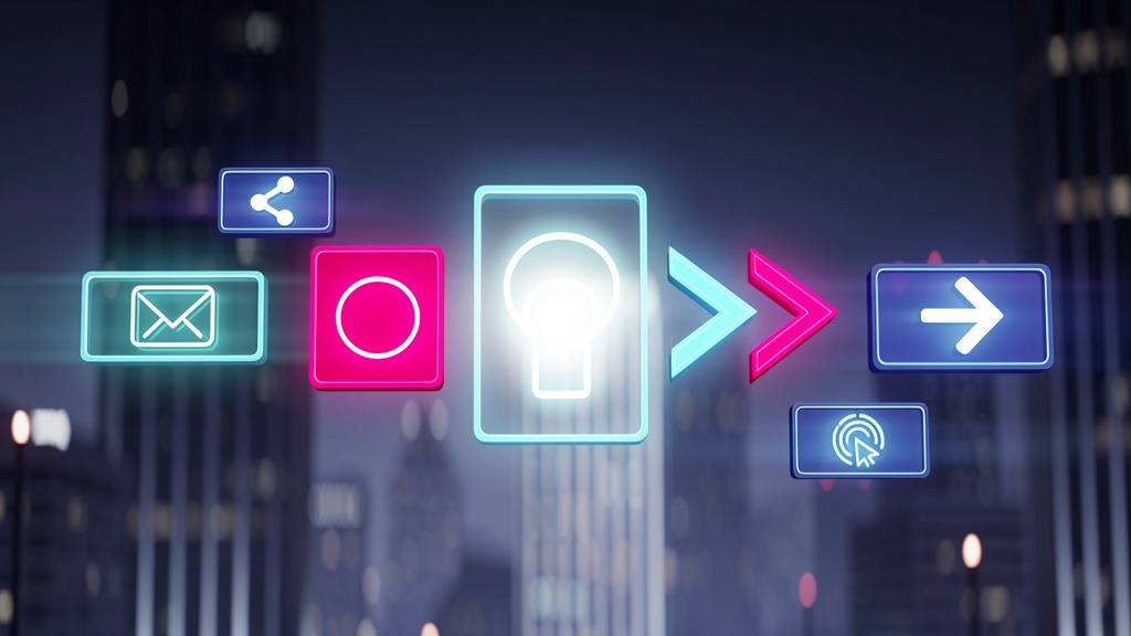 Abstract illustration of various glowing signs against a blurred city night background, representing effective business signage.