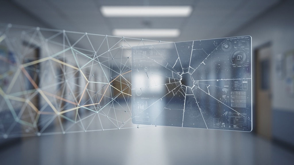 A conceptual image showing a partially obscured or complex digital screen element, symbolizing challenges in technology implementation within an educational setting.